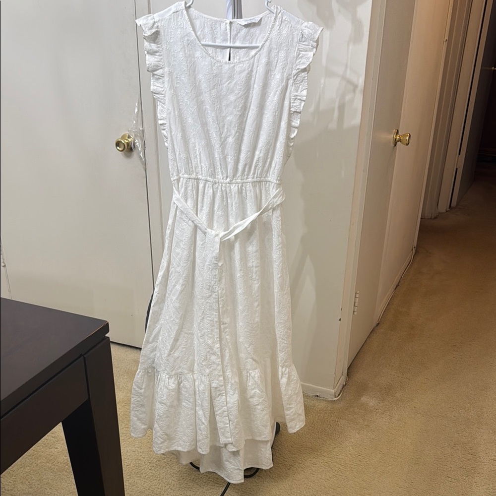 Lucky Brand White Ruffled Tiered Maxi Dress